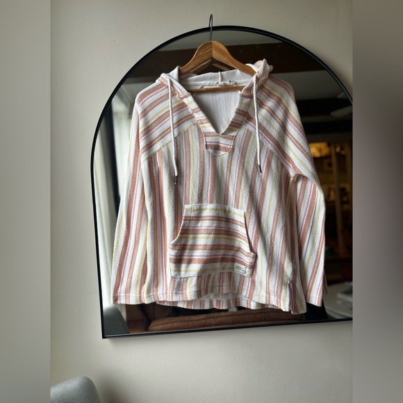 ROXY | women’s waves and rays striped poncho | size large - Picture 3 of 5